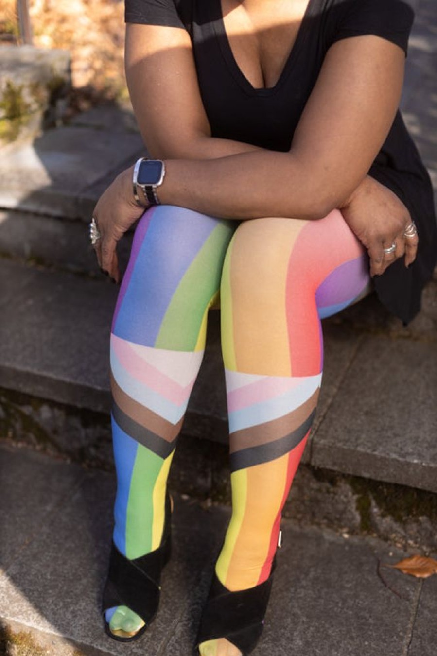 Tights & Leggings Tabbisocks Sheer To Waist Tights | Plus Size Progress Flag Printed Tights