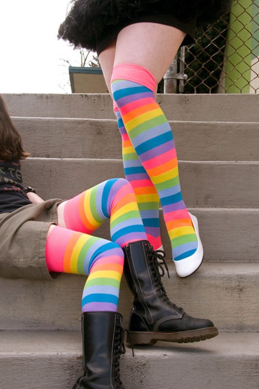 Socks Leg Avenue Thigh Highs | Neon Acrylic Rainbow Thigh High