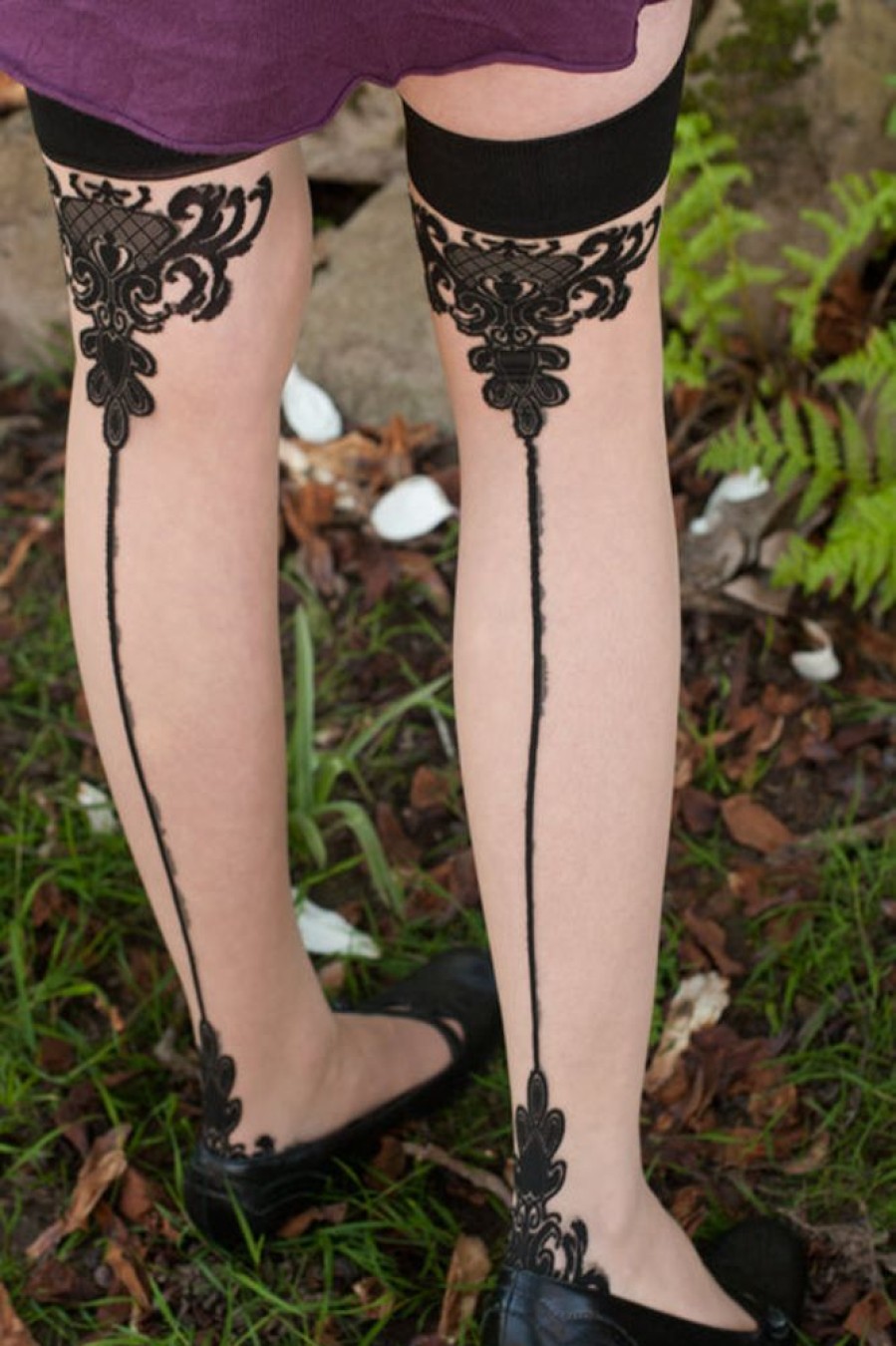 Plus Size Leg Avenue Plus Size Over The Knee | Sheer Baroque Cuban Heel Backseam Stockings