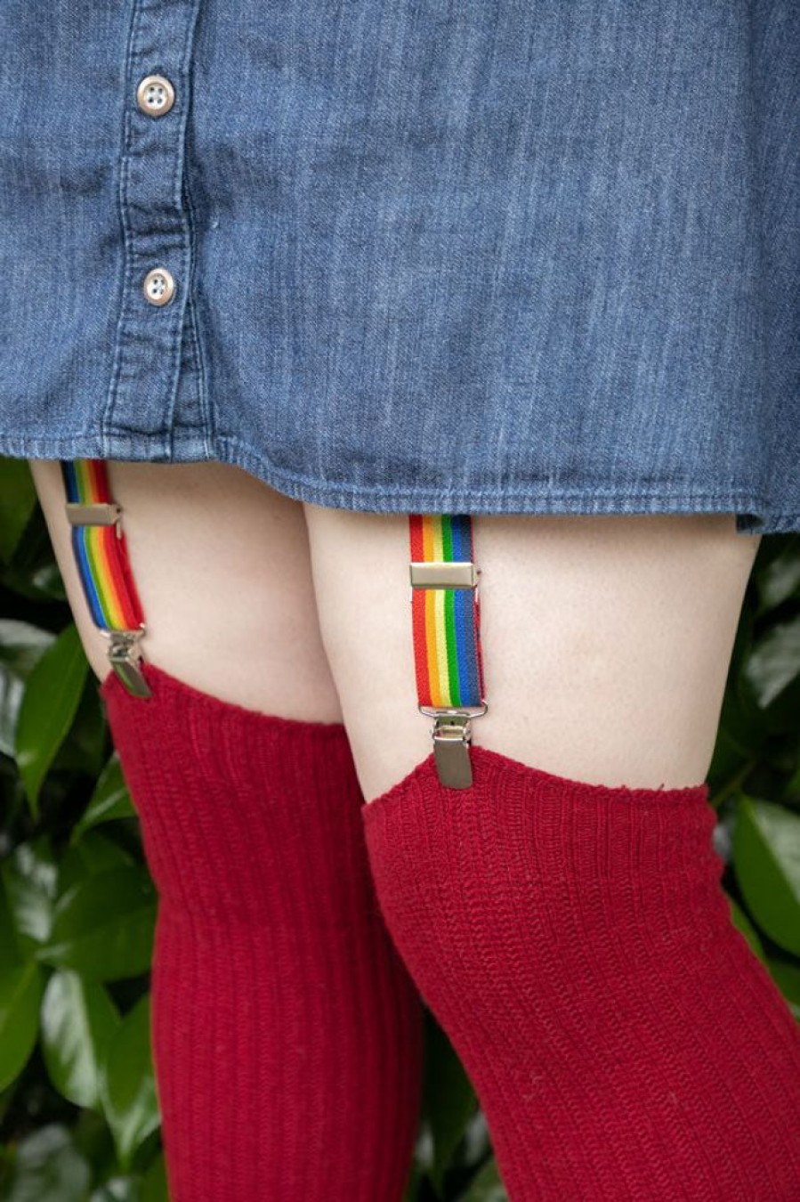 Accessories Sock Dreams Sock Garters | Extra Long Rainbow Double Grip Clips