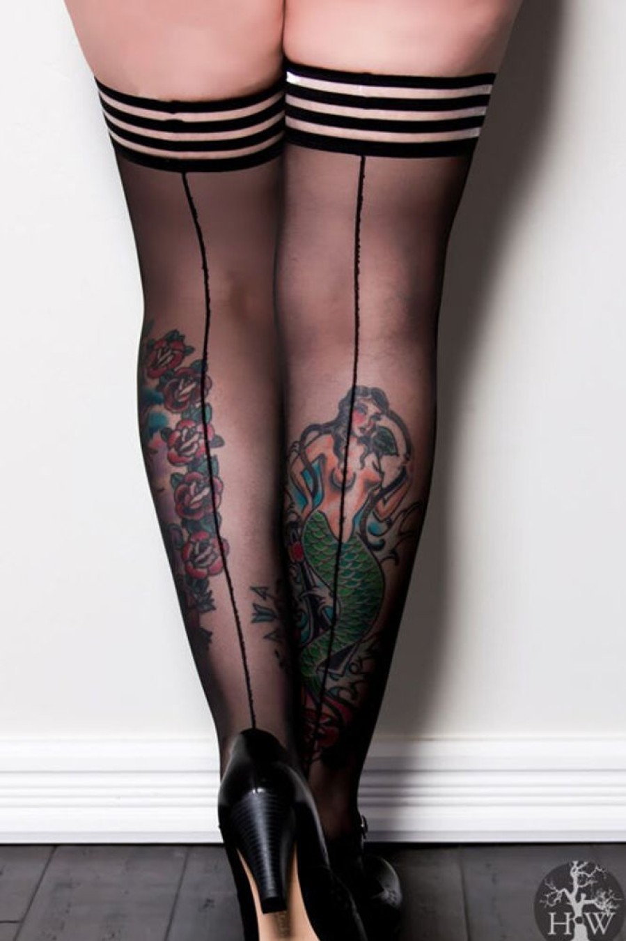 Plus Size Kix'ies Plus Size Stockings | Lois Sheer Backseam Thigh High With Stay-Up Top