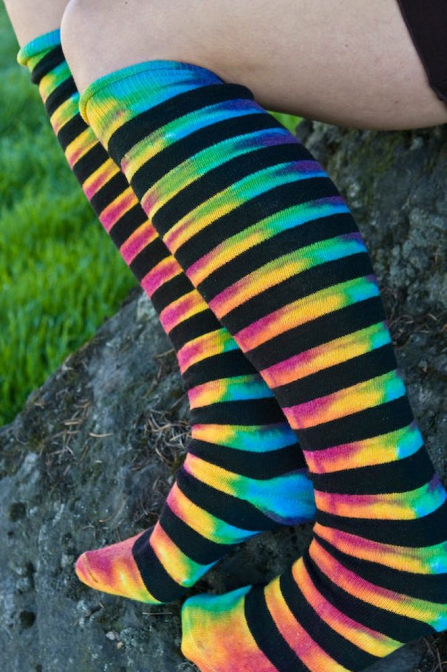 Socks Love Lite Precision Tie Dye Over The Knee | Tie Dye Striped Knees