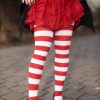 Socks Dreamer Socks Thigh Highs | Extraordinarily Longer Candy Cane Stripe Socks