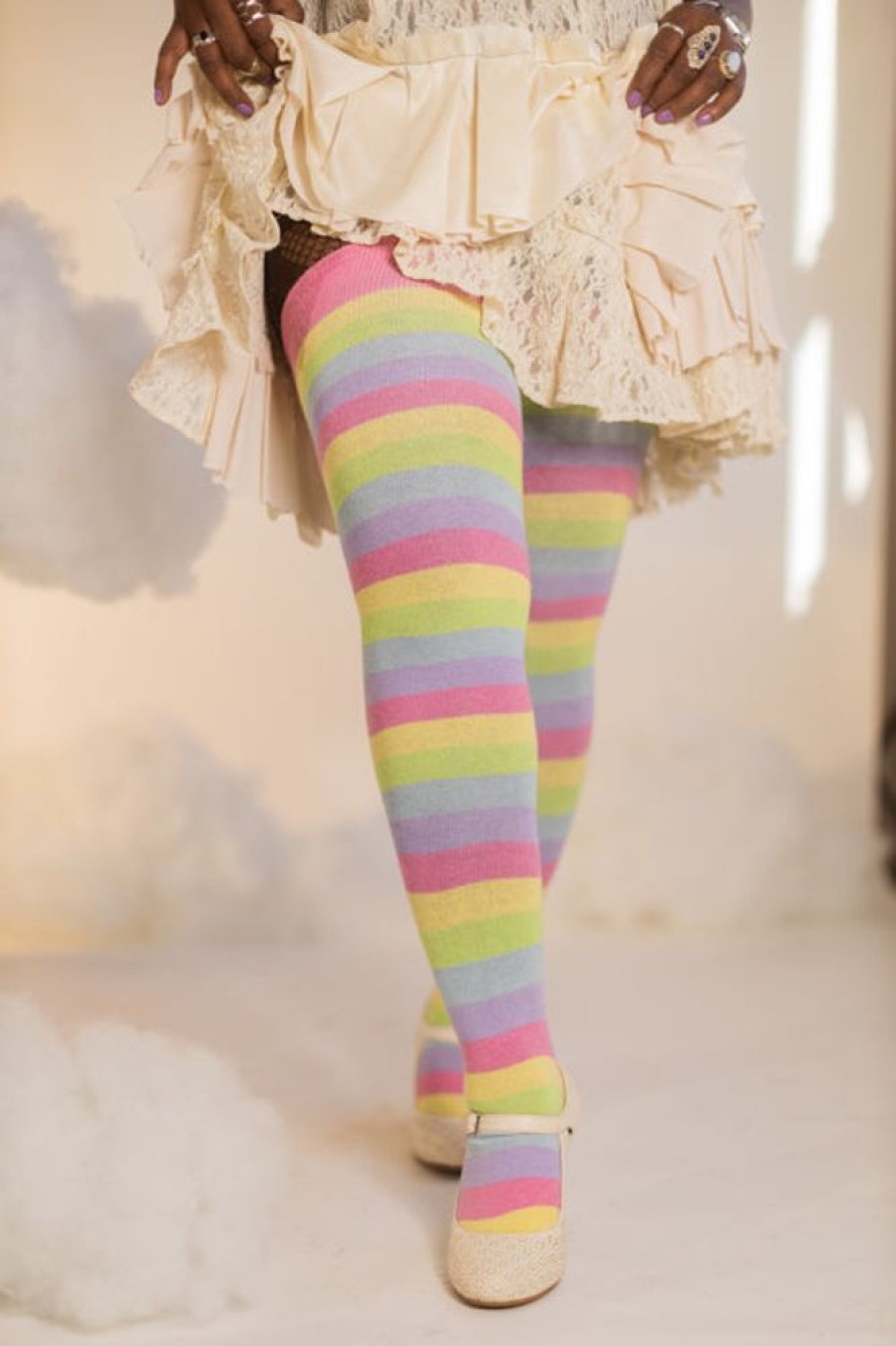 Plus Size Dreamer Socks Plus Size Thigh Highs | Xl Foot Extraordinarily Longer Candy Pastel Thigh High