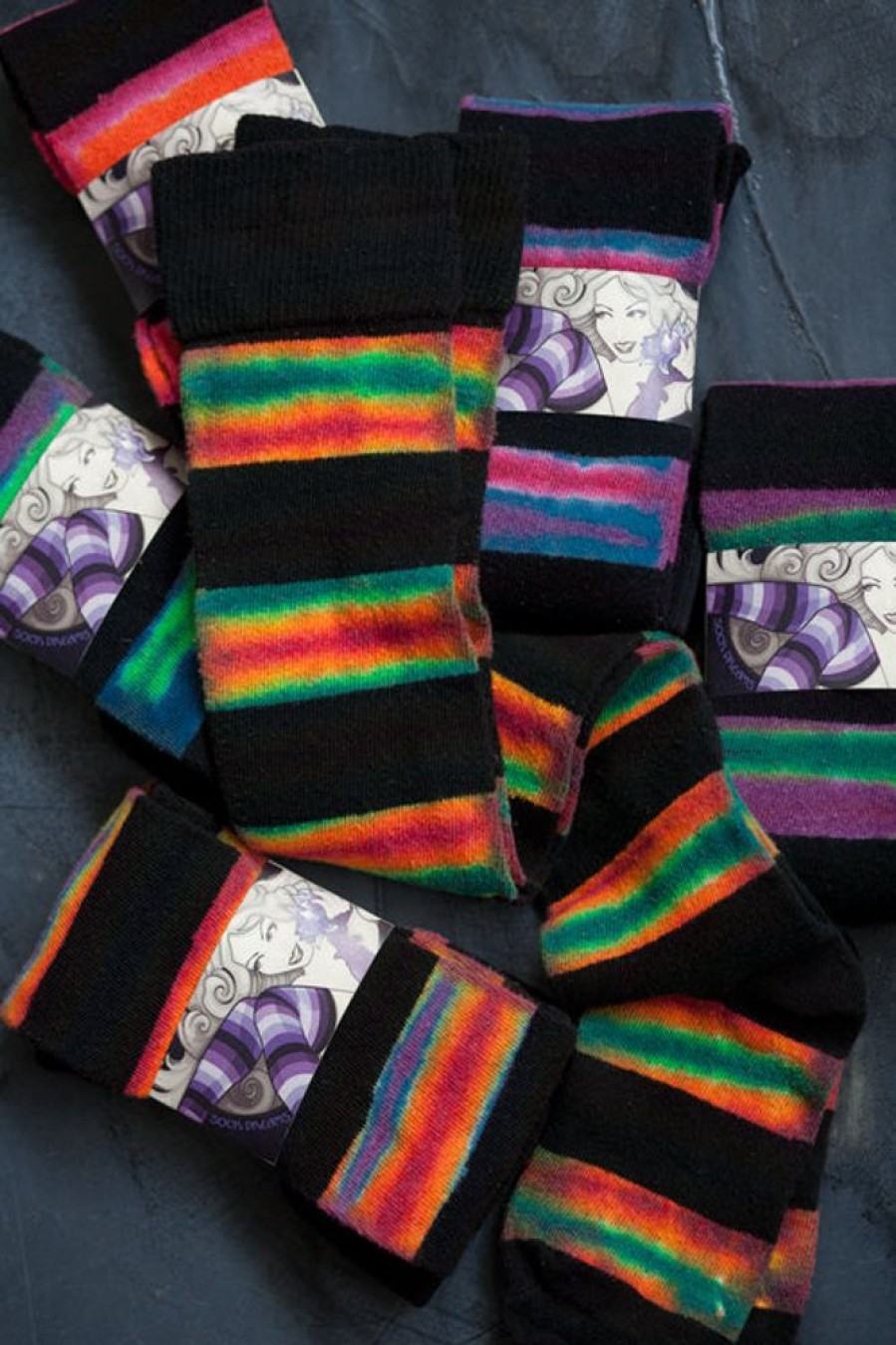 Socks Love Lite Precision Tie Dye Thigh Highs | Extraordinary Tie Dye Stripes