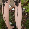 Plus Size Leg Avenue Plus Size Stockings | Sheer Baroque Cuban Heel Backseam Stockings