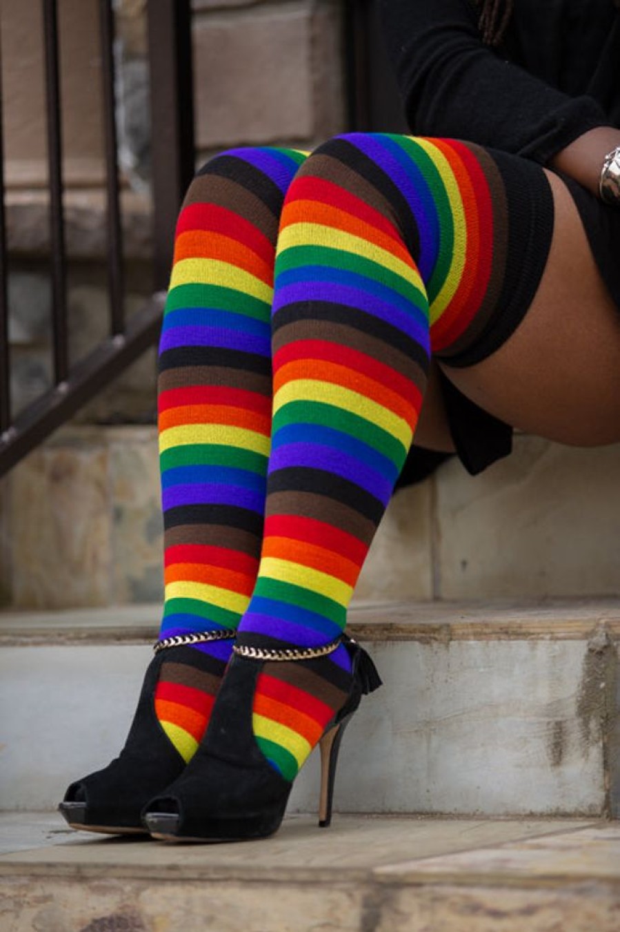 Socks Dreamer Socks Thigh Highs | Philly Rainbow Thigh High Socks