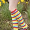 Plus Size ToeToe Plus Size Knee Highs | Rainbow Stripe Knee High Toe Socks