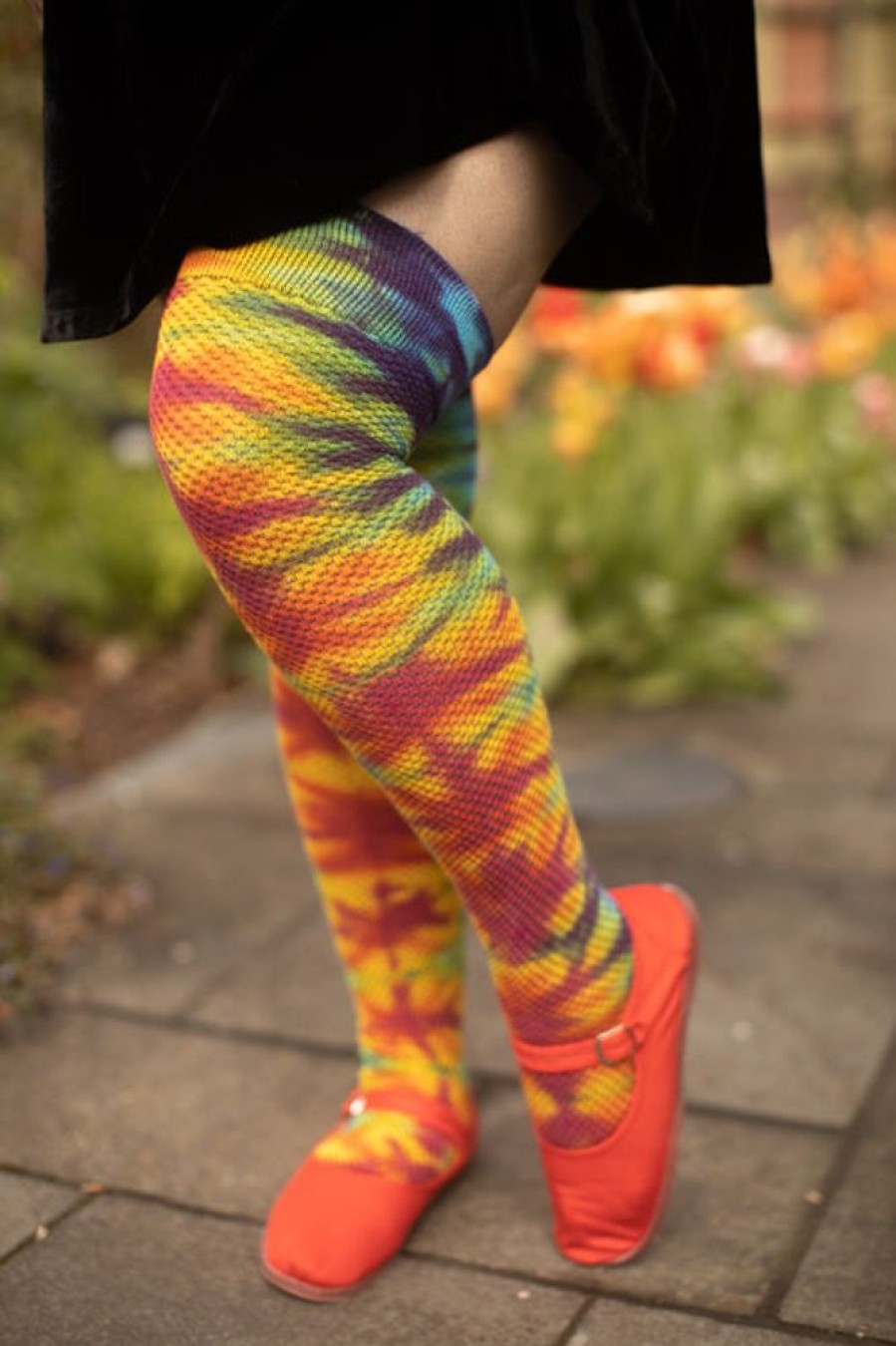 Socks Love Lite Precision Tie Dye Thigh Highs | Extraordinarily Longer Tie Dye Waffle Thigh High