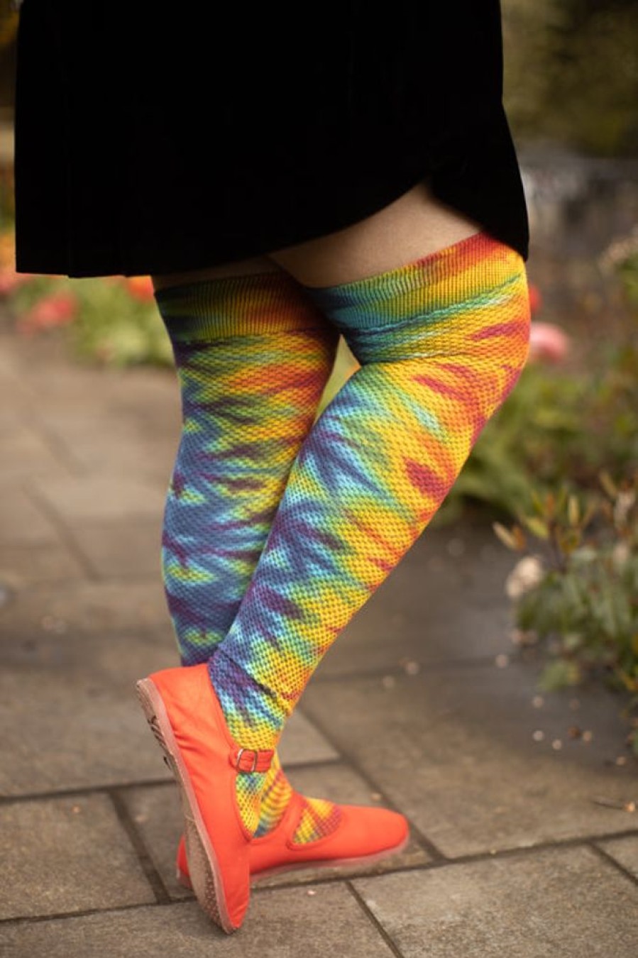 Socks Love Lite Precision Tie Dye Thigh Highs | Extraordinarily Longer Tie Dye Waffle Thigh High