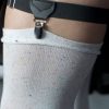 Accessories Sock Dreams Sock Garters | Extra Long Faux Leather Sock Garters With Suspender Clips