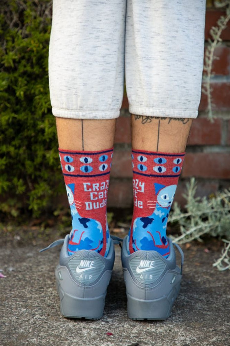 Plus Size BlueQ Plus Size Crew Socks | Crazy Cat Dude Crew