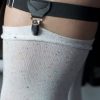 Plus Size Sock Dreams Plus Size Sock Garters | Extra Long Faux Leather Sock Garters With Suspender Clips