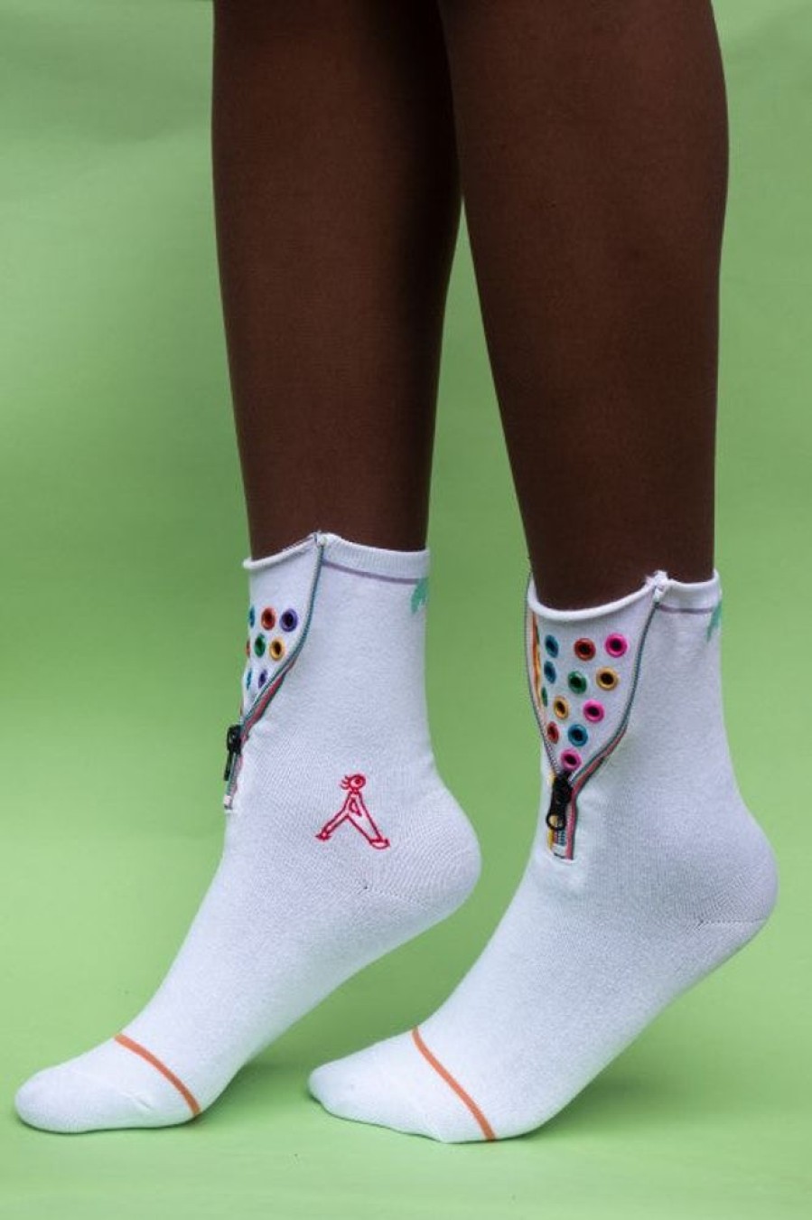 Socks Atypical Attire Crew Socks | Color Hoop Zipper Crew