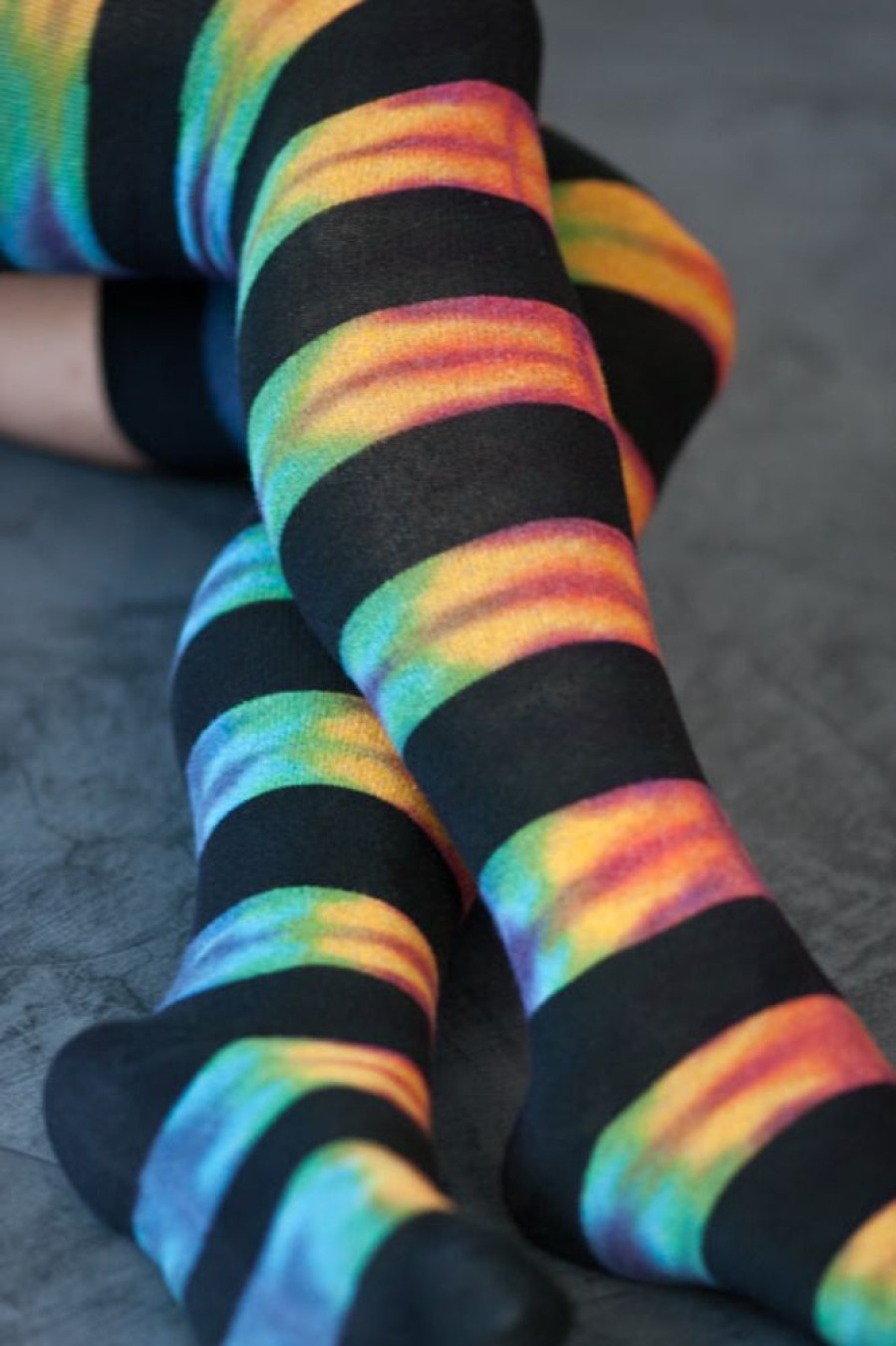 Plus Size Love Lite Precision Tie Dye Plus Size Thigh Highs | Extraordinary Tie Dye Stripes