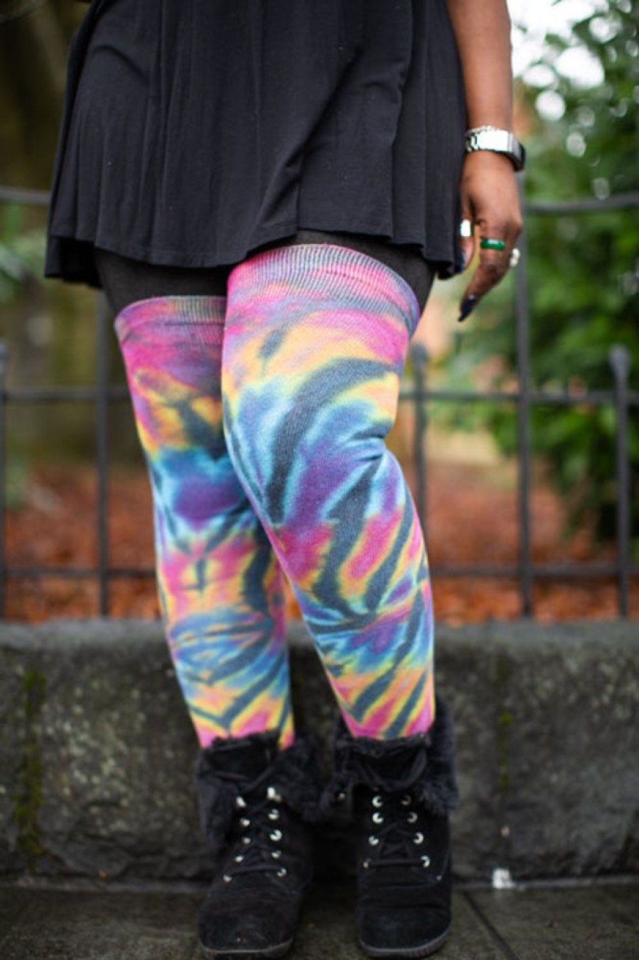 Plus Size Love Lite Precision Tie Dye Plus Size Thigh Highs | Extraordinarily Longer Tie Dye Thigh High