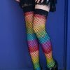 Plus Size Leg Avenue Plus Size Stockings | Fishnet Overlay Rainbow Thigh High