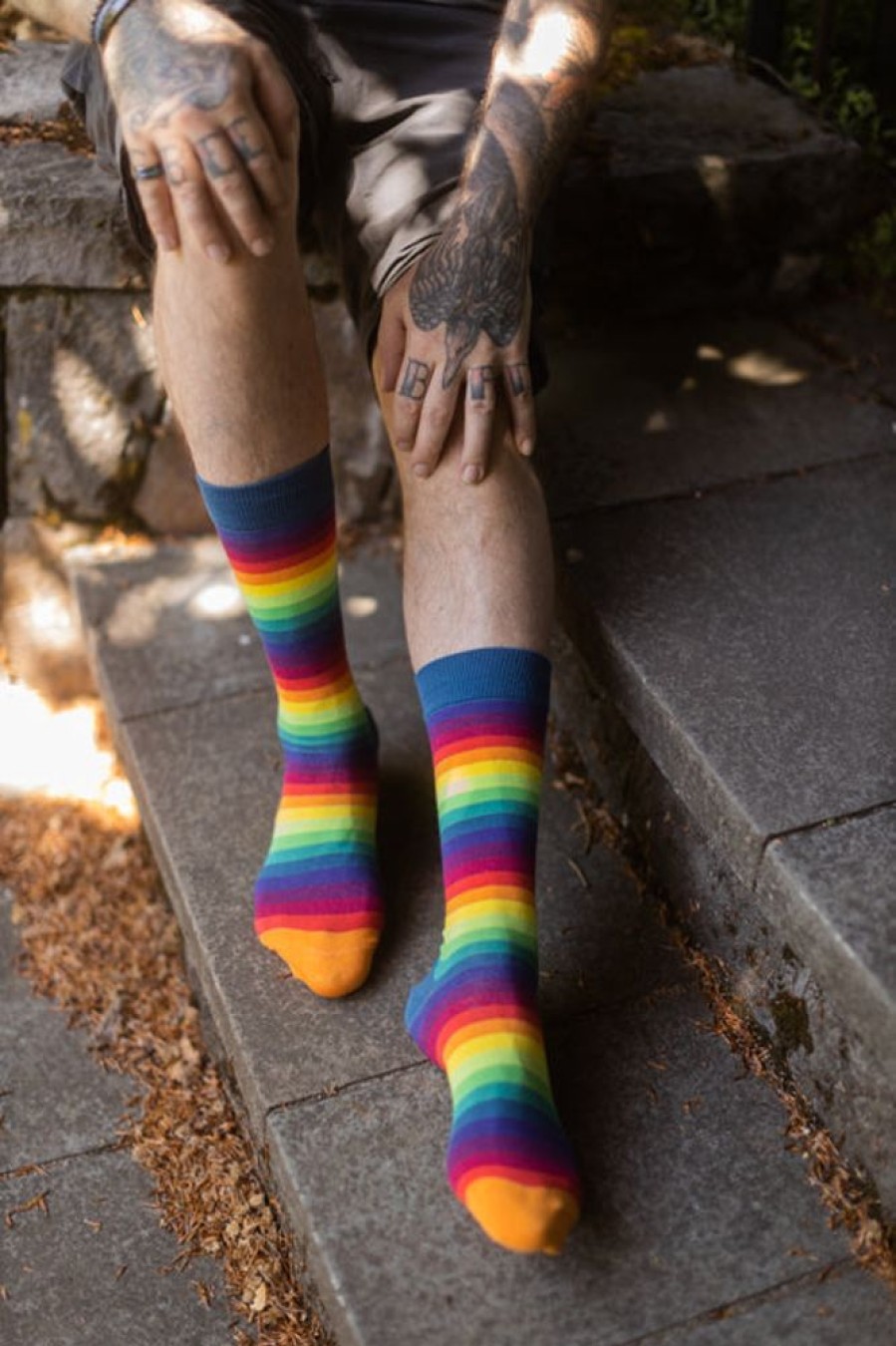 Socks Mod Sock Midcalves | Rainbow Gradient Stripe Crew