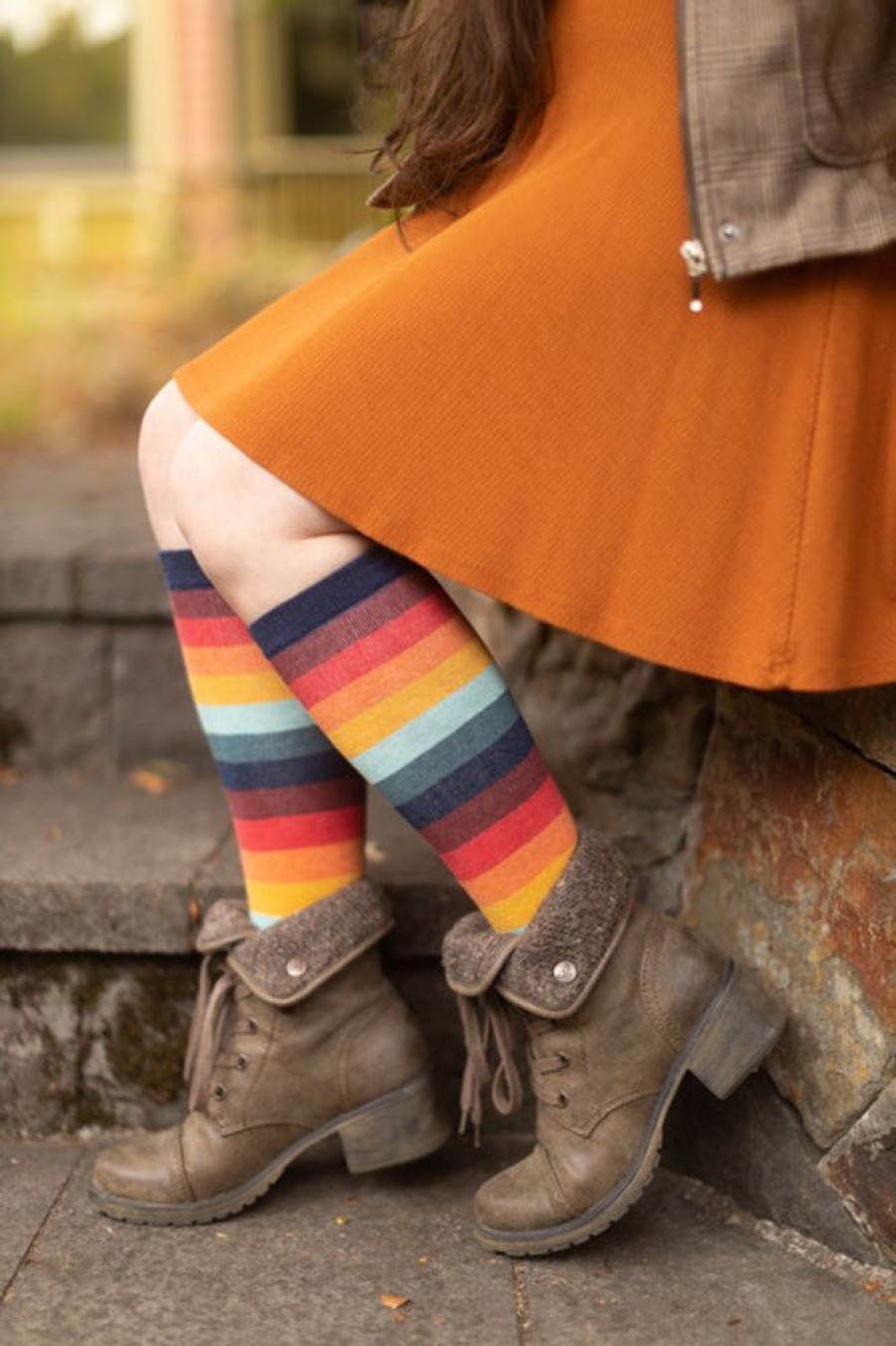 Plus Size Mod Sock Plus Size Knee Highs | Retro 70'S Stripe Knee High