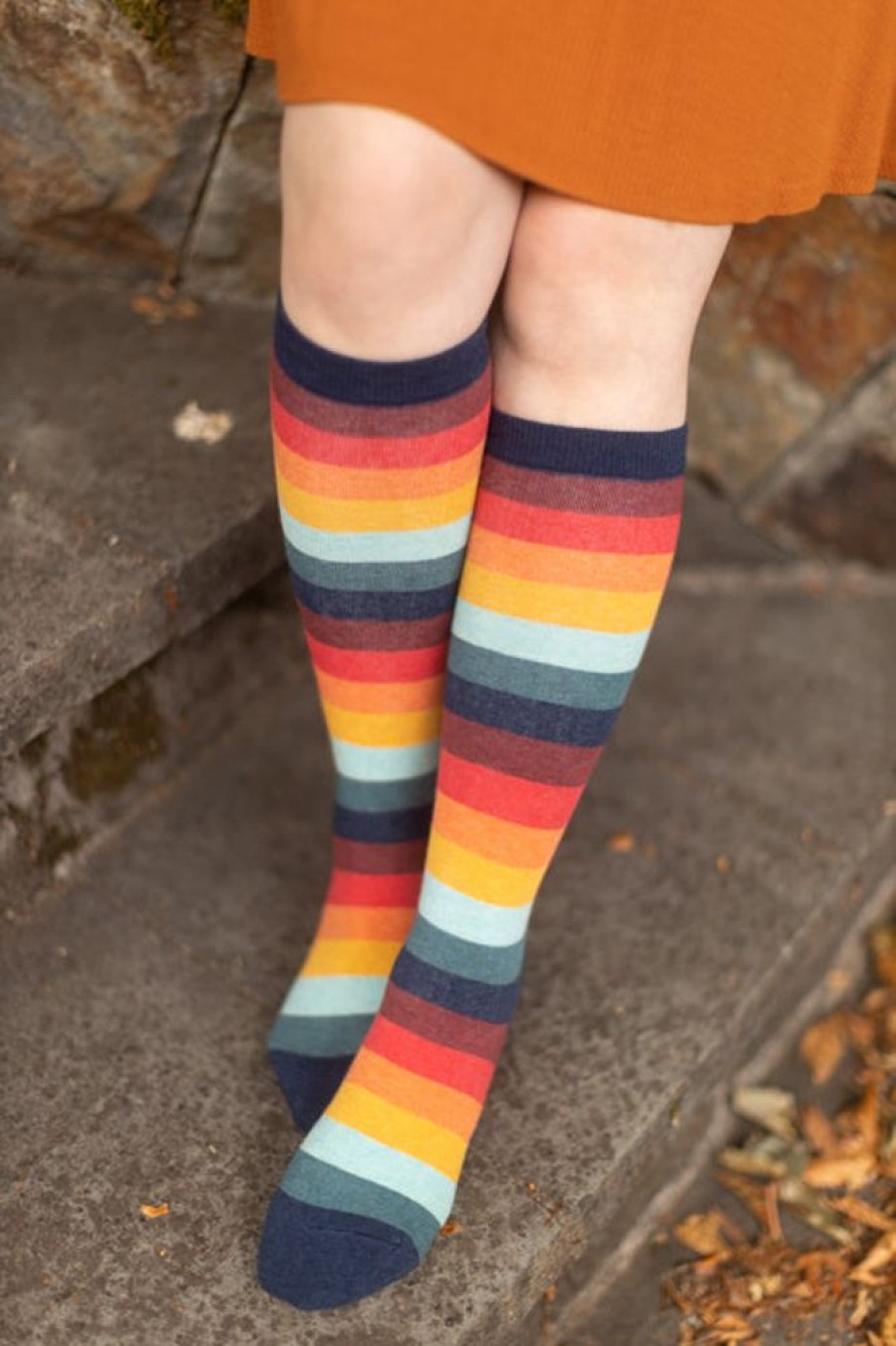 Plus Size Mod Sock Plus Size Knee Highs | Retro 70'S Stripe Knee High