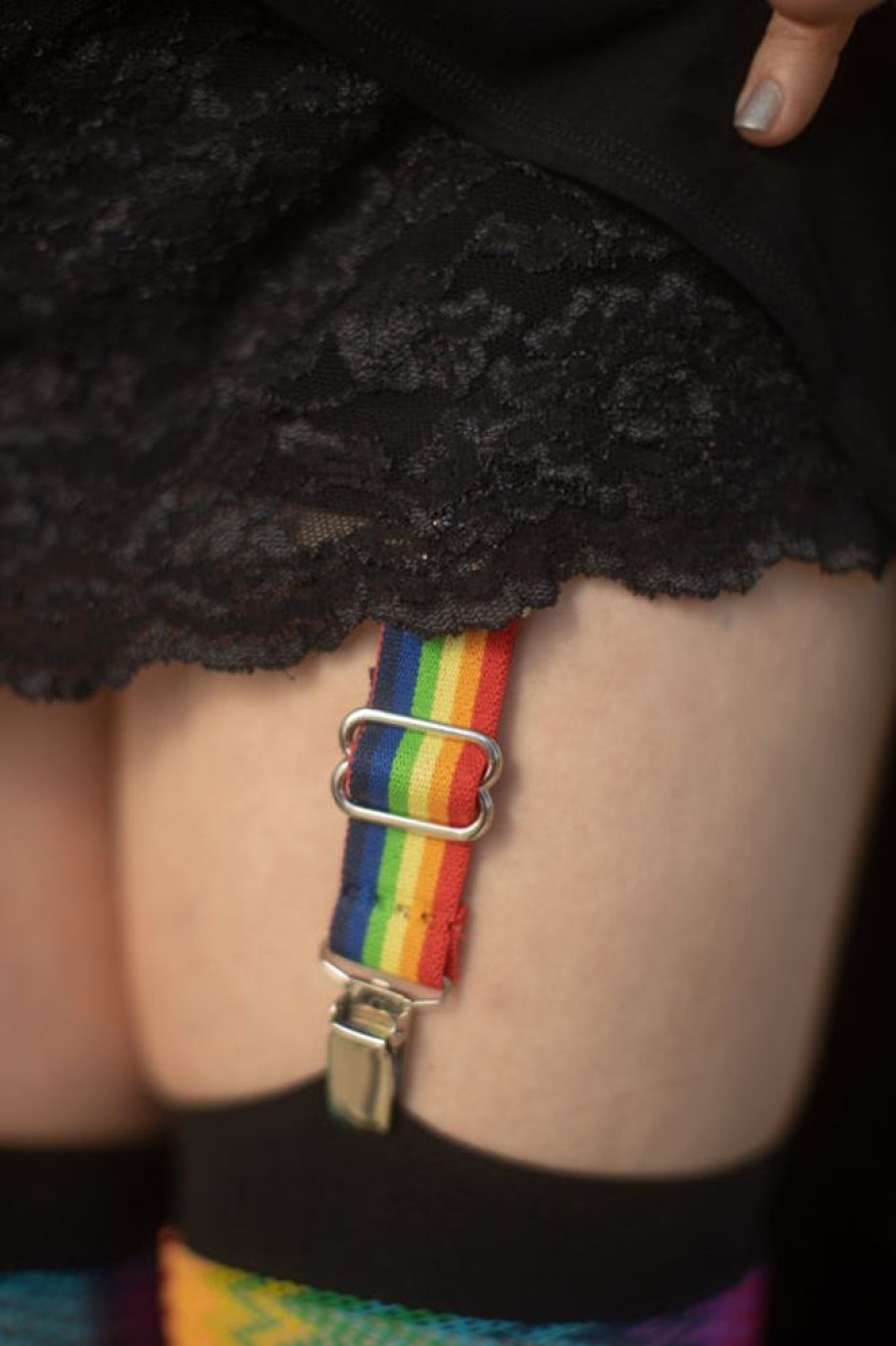 Plus Size Sock Dreams Plus Size Sock Garters | Rainbow Double Grip Clips