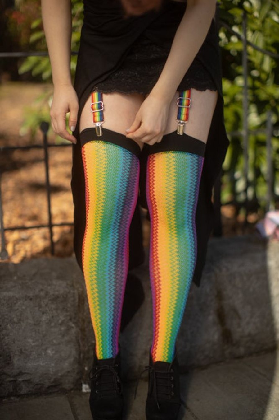 Plus Size Sock Dreams Plus Size Sock Garters | Rainbow Double Grip Clips