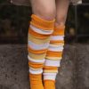 Plus Size DreaM Stockings Plus Size Thigh Highs | Candy Corn Stripes Thigh High