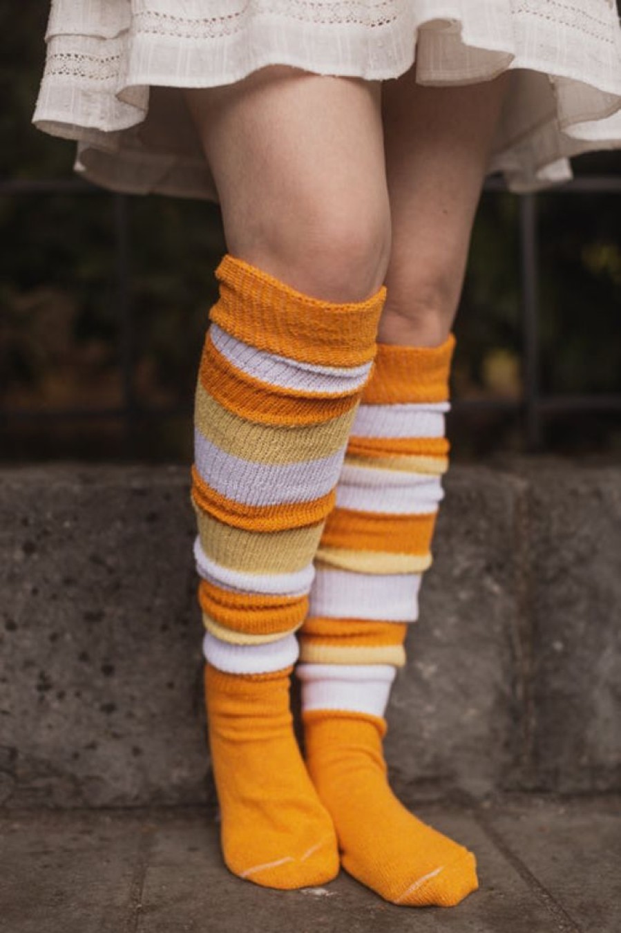 Plus Size DreaM Stockings Plus Size Thigh Highs | Candy Corn Stripes Thigh High