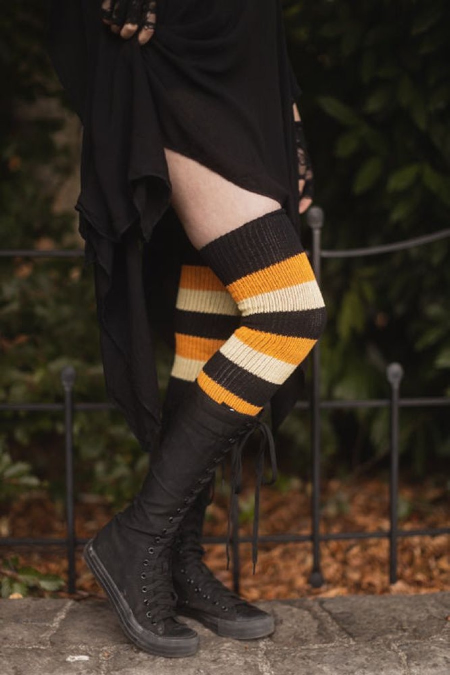 Plus Size DreaM Stockings Plus Size Thigh Highs | Trick Or Treat Stripes Thigh High