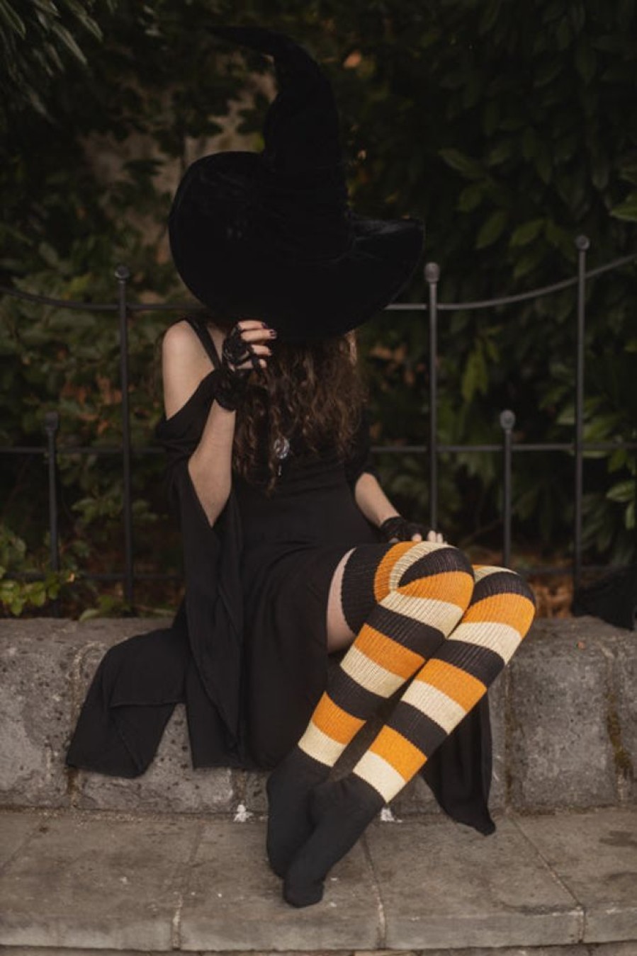 Plus Size DreaM Stockings Plus Size Thigh Highs | Trick Or Treat Stripes Thigh High