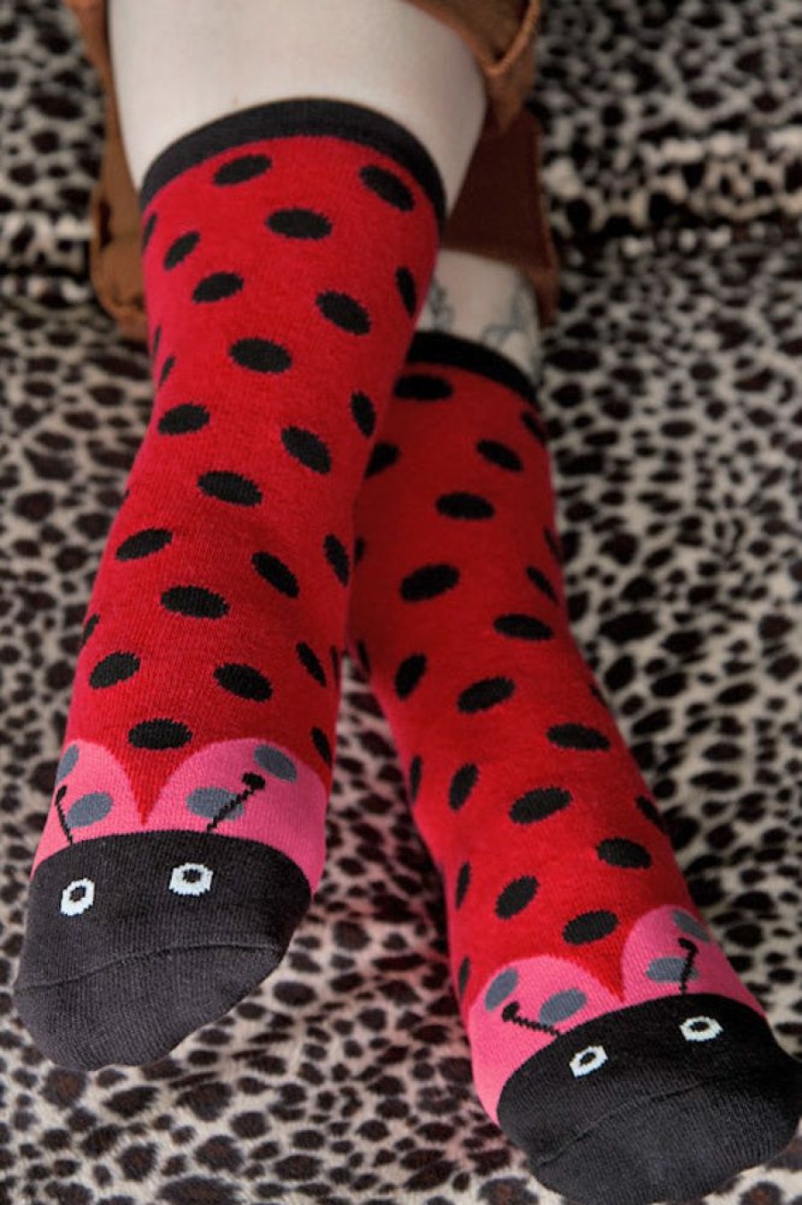 Socks Foot Traffic Crew Socks | Ladybug Slipper Socks