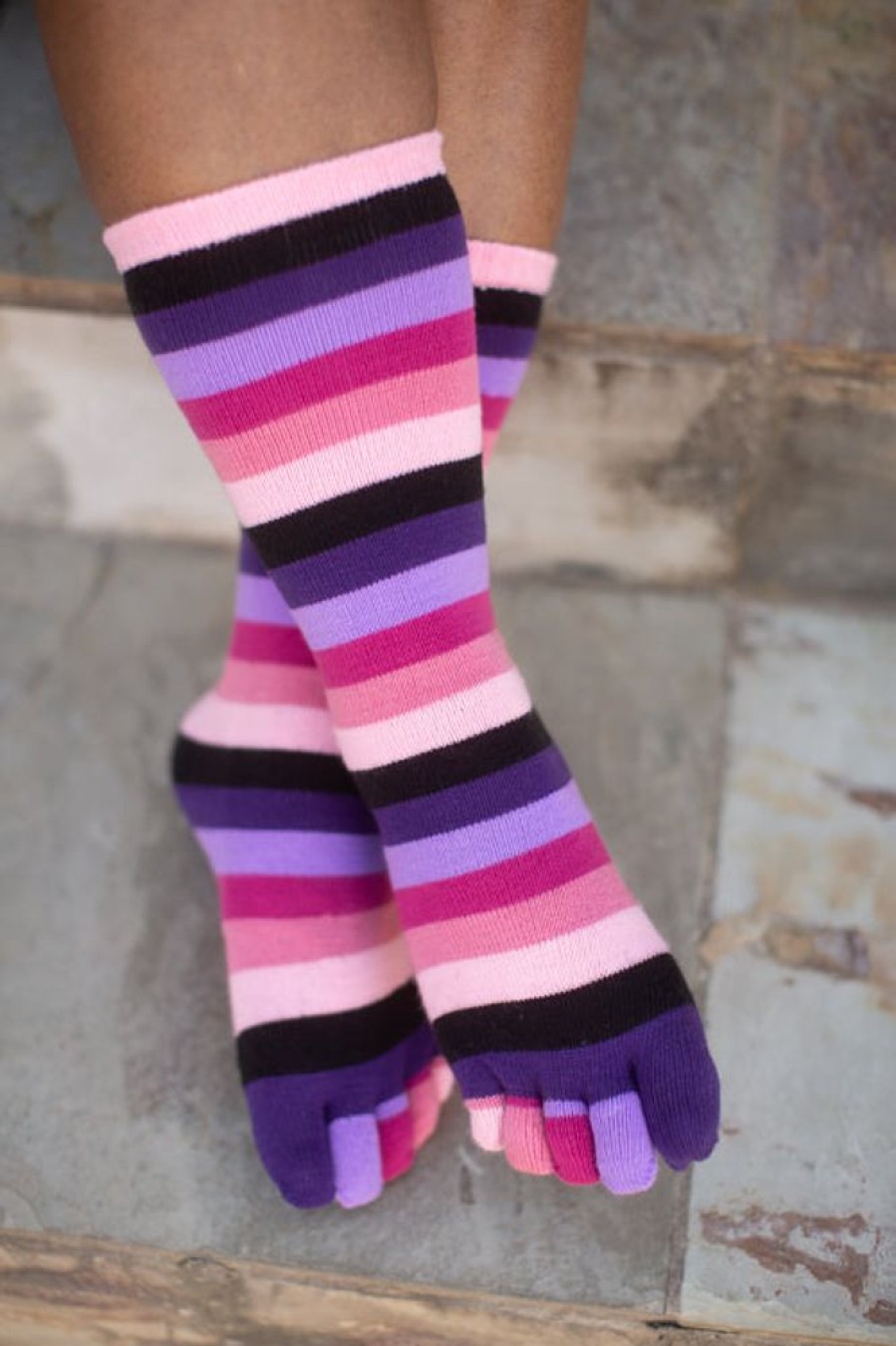 Socks Foot Traffic Toe Socks | Pink Rainbow Toe Socks