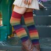 Socks Dreamer Socks Thigh Highs | Extraordinary Harvest Rainbow Thigh High Socks