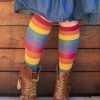 Plus Size Mod Sock Plus Size Knee Highs | Heather Rainbow Striped Knee High