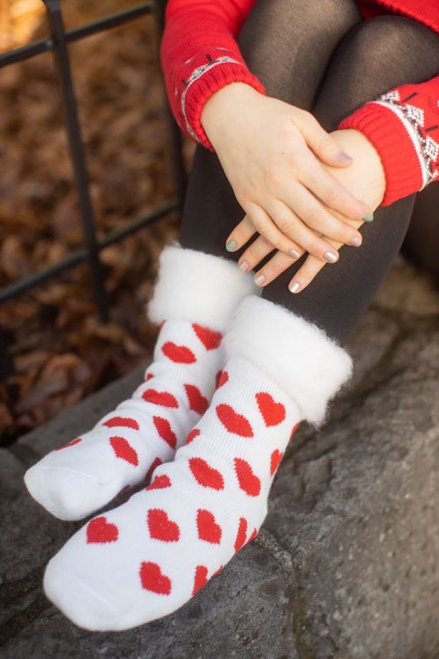 Plus Size Outer Gear Plus Size Crew Socks | New Zealand Bed Socks With Hearts