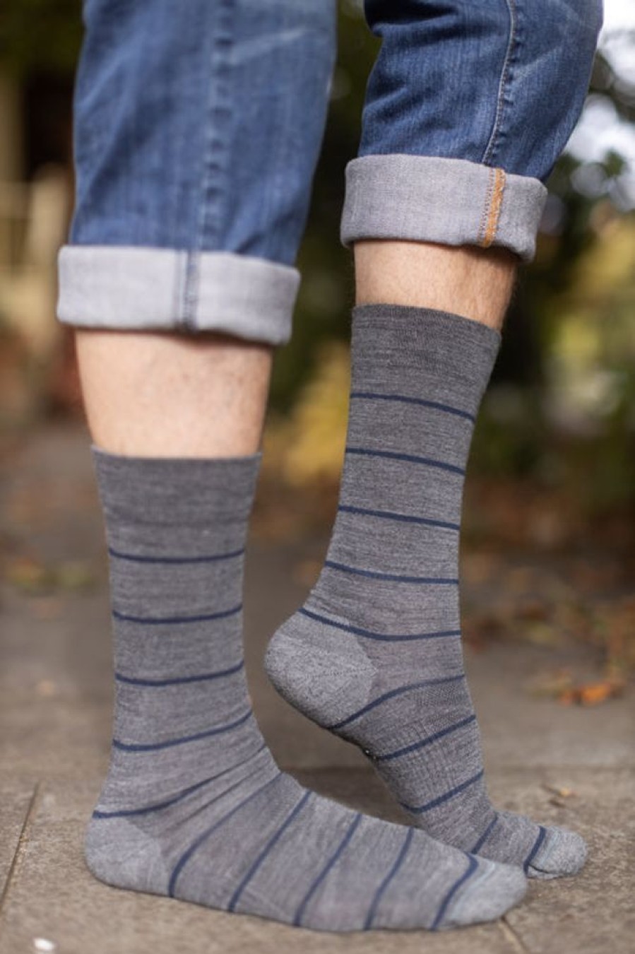 Socks b.ella Crew Socks | Exeter Striped Wool Crew