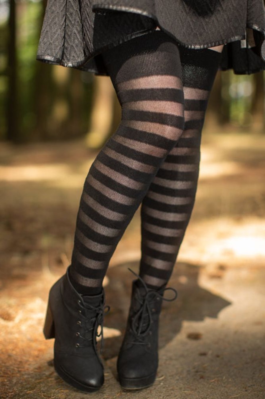 Socks Dreamer Socks Thigh Highs | Extraordinary Gossamer Stripes Thigh High