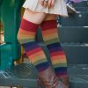 Plus Size Dreamer Socks Plus Size Thigh Highs | Extraordinary Harvest Rainbow Thigh High Socks