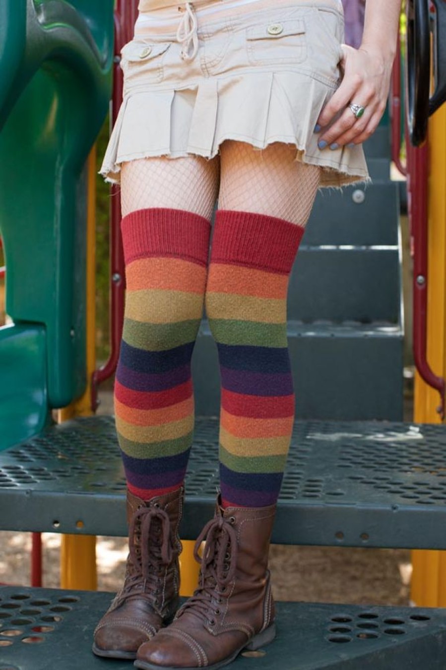 Plus Size Dreamer Socks Plus Size Thigh Highs | Extraordinary Harvest Rainbow Thigh High Socks