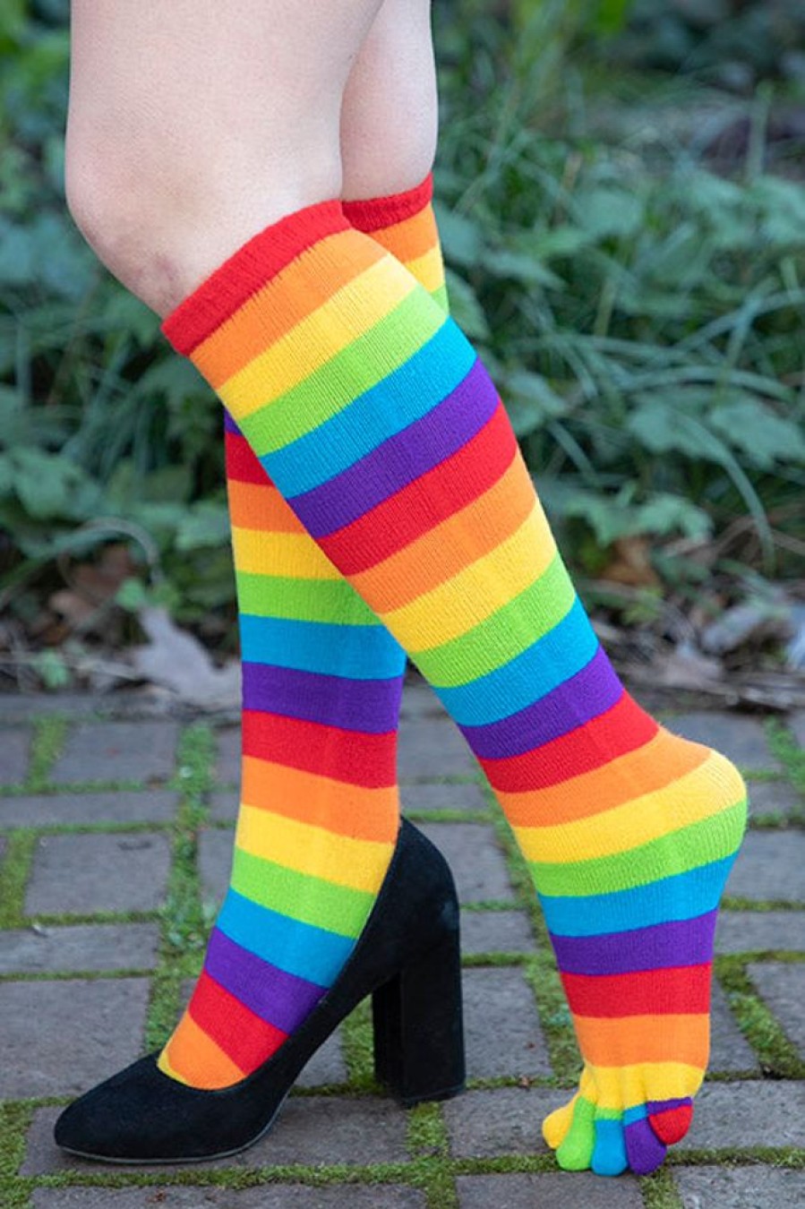 Socks Foot Traffic Knee Highs | Rainbow Toe Socks