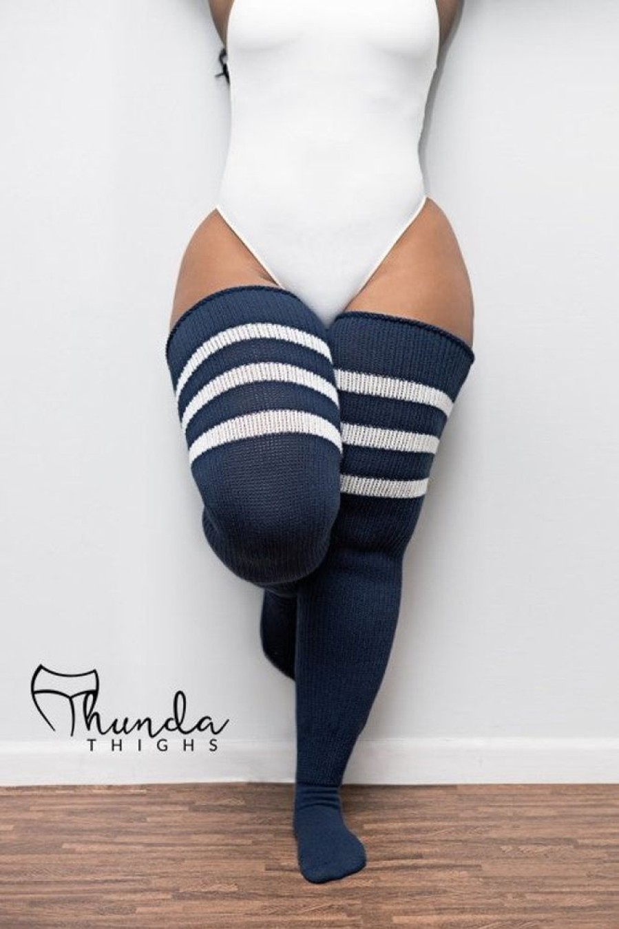 Socks Thunda Thighs Thigh Highs | Thunda Thighs Top Stripe Thigh Highs