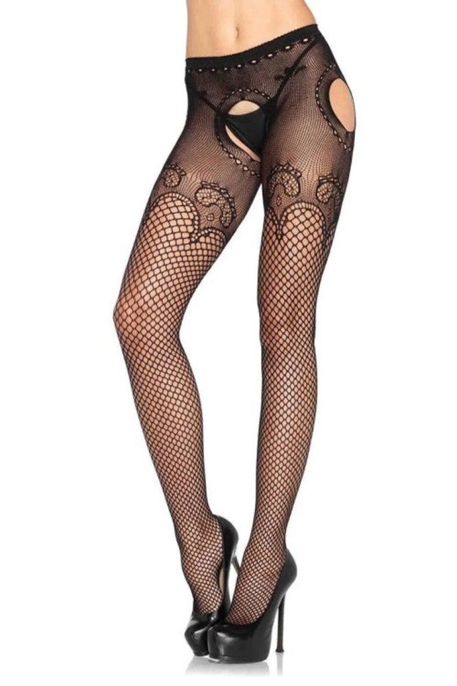 Tights & Leggings Leg Avenue Fishnet Tights | Duchess Lace Top Industrial Net Suspender Tights