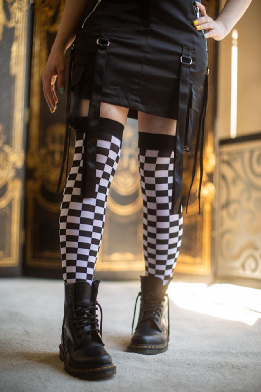 Socks Leg Avenue Over The Knee | Checkered Over The Knee