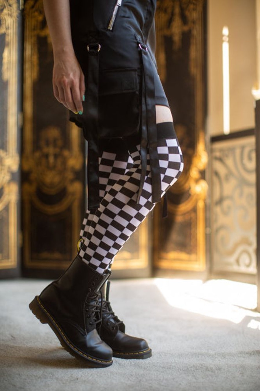 Socks Leg Avenue Over The Knee | Checkered Over The Knee