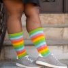 Socks Foot Traffic Knee Highs | Citrus Stripe Rainbow Toe Socks