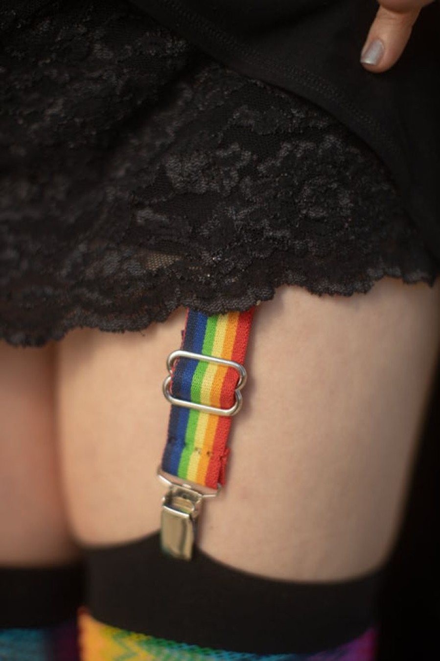 Accessories Sock Dreams Sock Garters | Rainbow Double Grip Clips