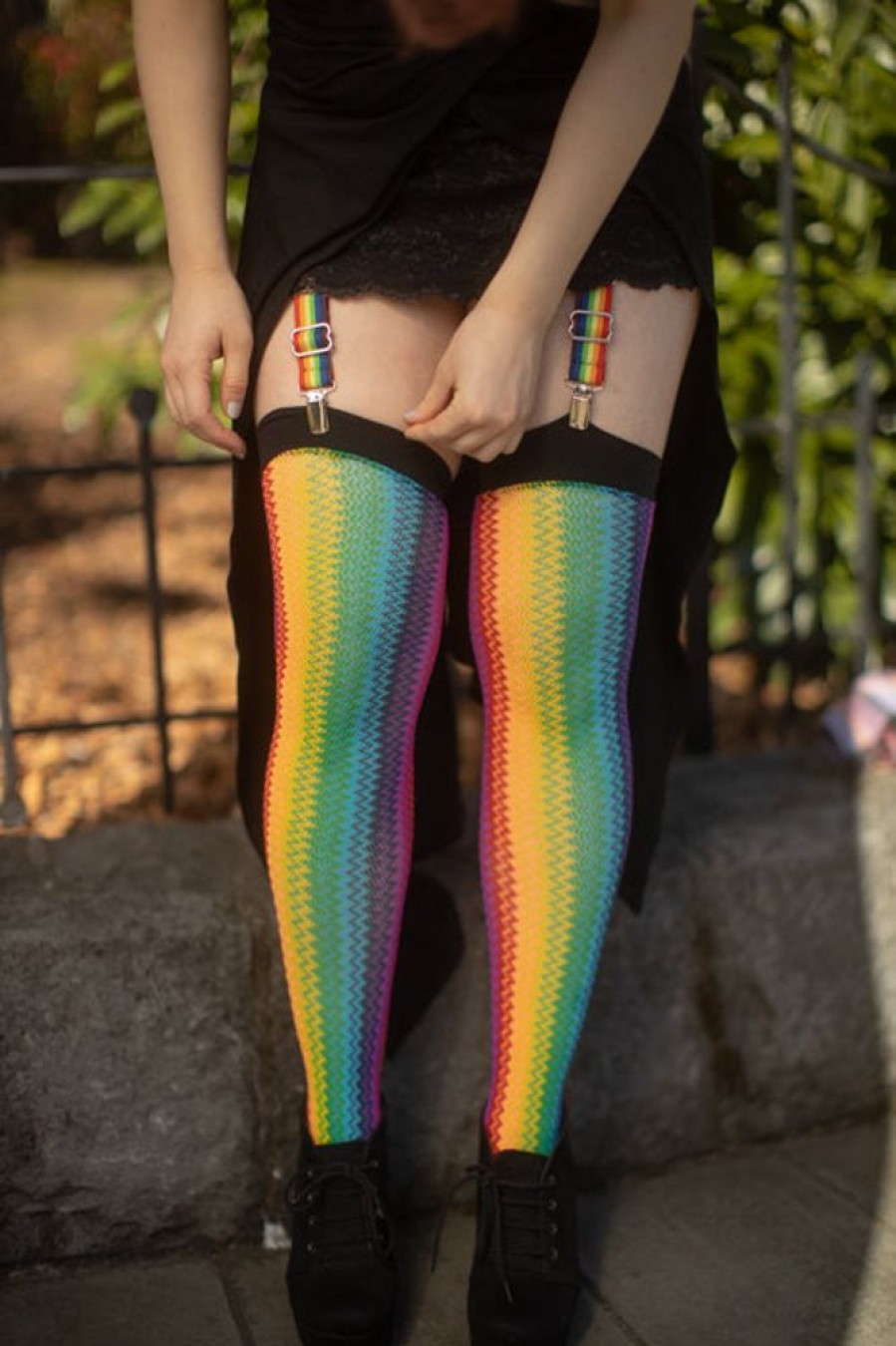 Accessories Sock Dreams Sock Garters | Rainbow Double Grip Clips