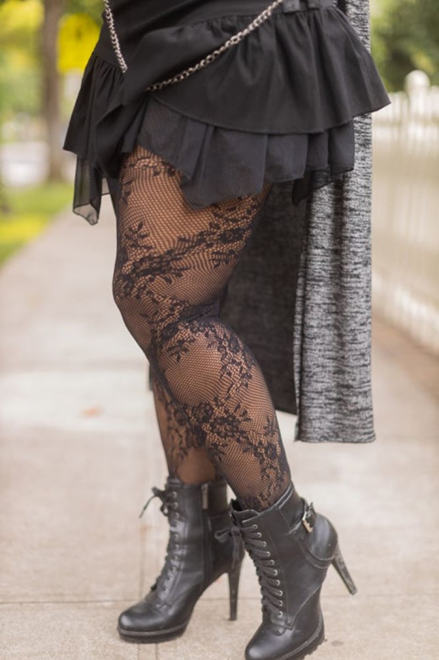 Tights & Leggings Killer Legs Sheer To Waist Tights | Plus Size Delicate Floral Lace Net Tights