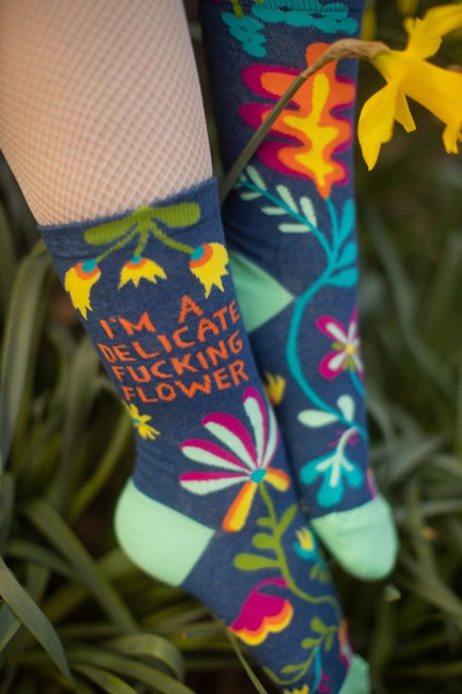 Socks BlueQ Crew Socks | Delicate Flower Crew