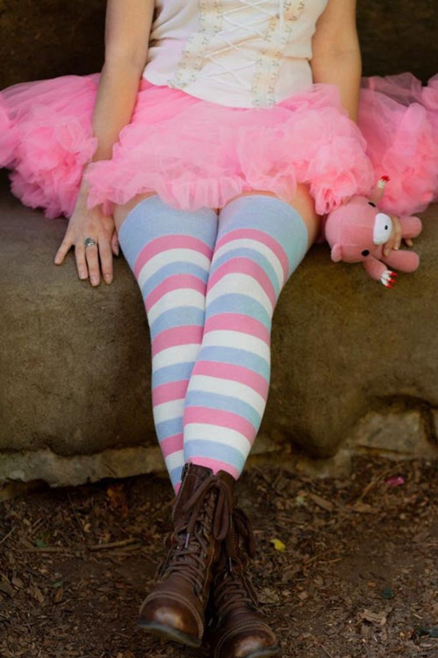 Plus Size Dreamer Socks Plus Size Thigh Highs | Extraordinary Cotton Candy Stripes Thigh High